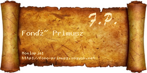 Fonó Primusz névjegykártya